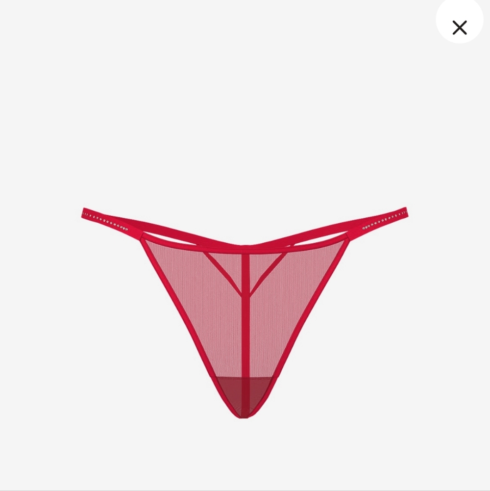 VICTORIA'S SECRET LIMITED EDIT. "Wink V-String Panty" sz.Medium, in Red Lacquer